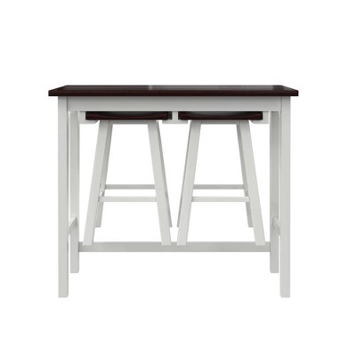 White Acacia Wood 3-Piece Counter Height Pub Dining Set