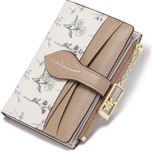 FATMOON Women’s RFID Blocking Bifold Wallet Floral Vegan Leather Card Holder with Zipper Pocket & ID Window for Everyday Use, Travel & Gift - 1 of 4