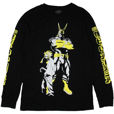 Seven Times Six My Hero Academia Mens Manga All Might Toshinori Yagi Adult Long Sleeve T-Shirt Black - image 1 of 4