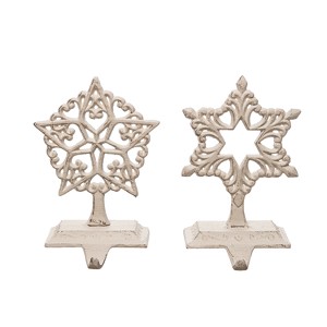 Transpac Cast Iron Ornate Snowflake Stocking Hanger Set of 2 Christmas Home Decorations - 1 of 1