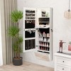 Tangkula Wall Mounted Jewelry Cabinet Armoire Full-Length Mirror w/ LED Lights & Drawer - 3 of 4