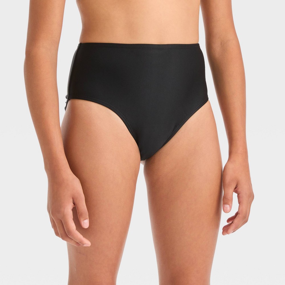 Photos - Swimwear Girls' 'Sun Beams' Solid Bikini Swim Bottom - art class™ Black S
