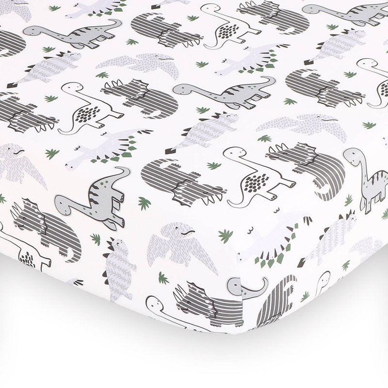 The Peanutshell Dino Baby Crib Bedding Set, Gray/Green - 3pc, 4 of 6