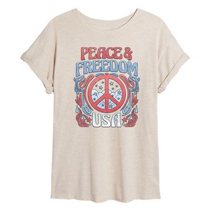 Women's - Instant Message - Peace And Freedom Oversized Graphic T-Shirt - 1 of 4