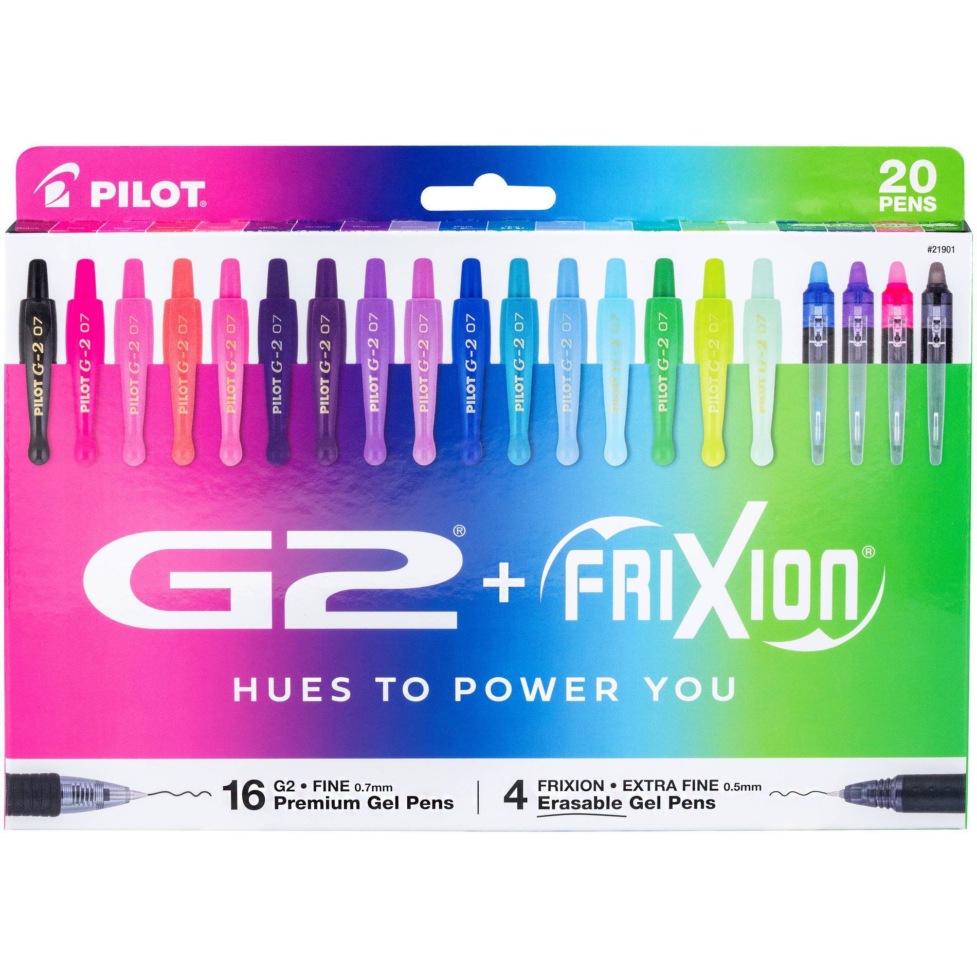 Pilot 20ct G2 Gel Pens Fine Point 0.7mm and FriXion Synergy Erasable Gel Pens Extra Fine 0.5mm Colorful Inks Holiday Gifting