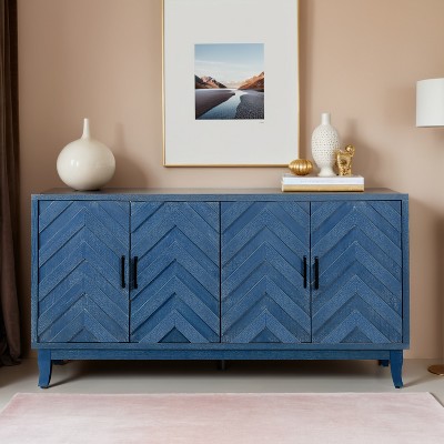 Sideboard Storage Cabinet with 4 Doors Adjustable Shelf,Freestanding Wooden Lacquer Decorative Buffet Cabinet - Leovsnove