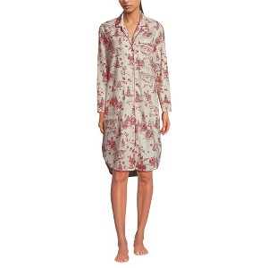Lands' End Women's Flannel Long Sleeve Sleepshirt Nightgown - 1 of 4