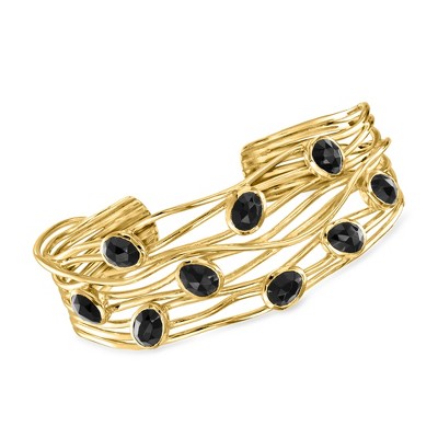 Ross-Simons Onyx Highway Cuff Bracelet in 18kt Gold Over Sterling Size 7