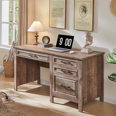 53" Farmhouse Home Office Desk, Writing Desks with File Cabinet & Drawer