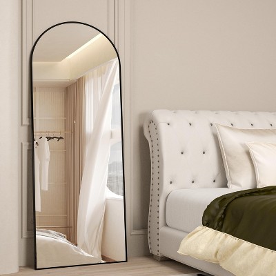 Caroline 64"×21" Floor Mirror, Standing Mirror Smooth Arched Top Mirror, Bedroom Living Room Wall Mirror-The Pop Home