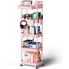 Belffin 5 Tier Rolling Utility Cart with Drawer,Utility Cart Made of Multifunctional Storage Organizer Tool（Pink） - 2 of 4