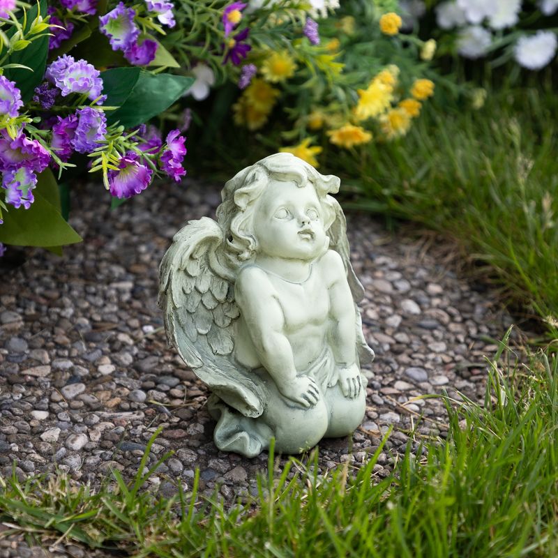 Northlight 6" Weathered Kneeling Cherub Angel Outdoor Patio Garden Statue - Almond Brown, 2 of 6