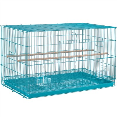 Yaheetech 30 Bird Cage Flight Cage with Slide-Out Tray and Wood Perches  Teal Blue