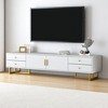 70.9" TV Stand with Wave Groove Cabinet Doors, 4 Drawers & T-Shaped Metal Frame‚ Media Console for TVs up to 75", Cable Management - 4 of 4