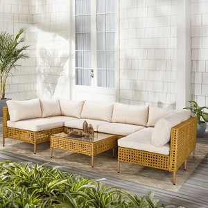 Karl Home Patio 7-Piece PE Wicker Sectional Conversation Set - 1 of 4