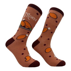 Crazy Dog T-Shirts Women's Moist Socks Funny Thanksgiving Turkey Dinner Novelty Joke Footwear - 1 of 4