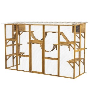 Resenkos Cat Cage, Cat Crate Kennel Enclosure Playpen,Catio Playground Cat Window Box Outside Enclosure for Multiple Cats w/ Shelves & Bridges, Yellow - 1 of 3