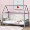 MAYEERTY Twin Rubber Wood Bed with House Frame Gray - 2 of 4