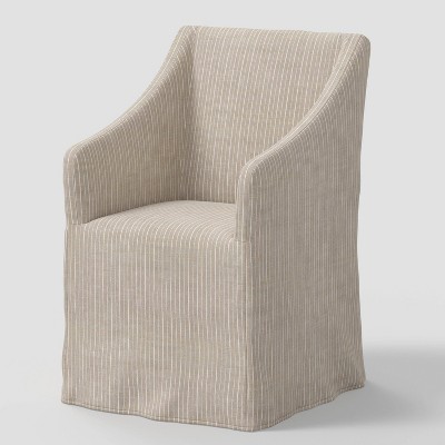 Sloped Arm Slipcovered Dining Chair in Pinstripe Linen - Threshold™