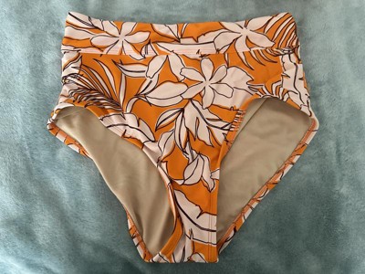 Women's Tropical Print Tummy Control Full Coverage High Waist Bikini Bottom  - Kona Sol™ Orange Xl : Target