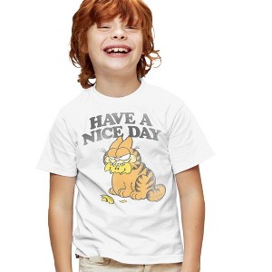Boys' Garfield Have A Nice Day T Shirt White X Large - 1 of 4