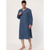 Lars Amadeus Men's Cotton Long Sleeves Chest Pocket Henley One Piece Nightgown - 2 of 4