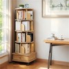 SKRAN 5 Tier Rotating Bookshelf, 360° Display Round Spinning Bookshelf with Wheels,Rotating Bookshelf Tower for Bedroom,Living Room,Home,Wood Color - 2 of 4