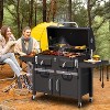 EROMMY 37.8" Dual Zone Charcoal Bbq Grill With Adjustable Charcoal Trays And 2 Foldable Side Table - 3 of 4