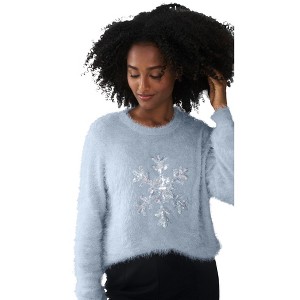 ellos Plus Size Embellished Eyelash Pullover Sweater - 1 of 4