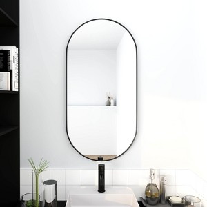 Angel Sar Black Bathroom Mirrors for Wall, 18 x 35 Inch Oval Bathroom Vanity Mirror - 1 of 4