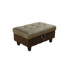 DOMETOUR Taupe Flannel & PVC Storage Ottoman with Lid for Living Room or Bedroom - 3 of 4
