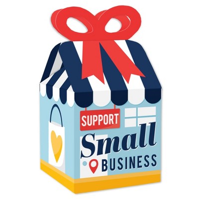 Big Dot of Happiness Support Small Business - Square Favor Gift Boxes - Thank You Bow Boxes - Set of 12