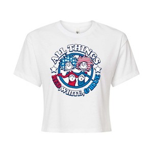 Women's - Dr. Seuss - All Things Red White And Blue Cropped Graphic T-Shirt - 1 of 4