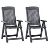 vidaXL Patio Reclining Chairs Set of 2 - Durable Plastic Construction, Space-Saving Design, Adjustable Backrest - Anthracite - 2 of 4