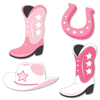 Big Dot Of Happiness Rodeo Cowgirl - Diy Shaped Pink Western Party Cut ...