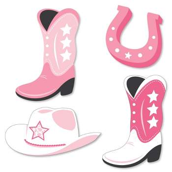 Big Dot of Happiness Rodeo Cowgirl - DIY Shaped Pink Western Party Cut-Outs - 24 Count
