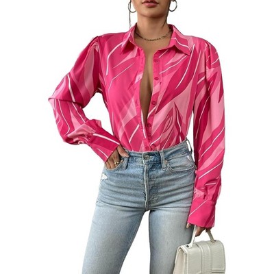 Zeagoo Womens Shirts Button Down Printed Lantern Long Sleeve Blouse Fashion Casual Tops