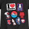 Girls' - Peanuts - I Heart Snoopy Patches Fitted Short Sleeve Graphic T-Shirt - 2 of 4