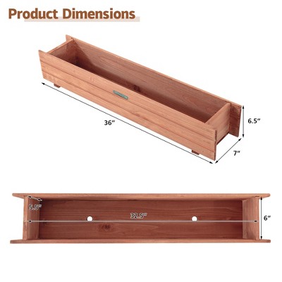 36 Inch Brown Wooden Rectangular Flower Planter Box