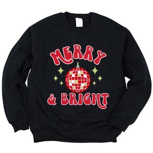 Simply Sage Market Women's Graphic Sweatshirt Merry and Bright Disco Ball - 1 of 4
