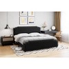 Platform Bed Frame, with Rivet Decor Headboard, Velvet Upholstered Bed Frame with Strong Wood Slat Support, No Box Spring Needed, Black - 3 of 4