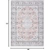 Bohemian Washable Runner Rug, Kitchen Rug, Vintage Floral Print, Non-Slip Backing, Low-Pile Polyester for Bathroom Hallway Entryway - 2 of 4