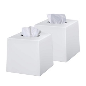 Creative Scent 2 Pack Square Tissue Box Cover Cube Tissue Holder - Decorative Facial Tissue Box Holder for Living Room, Office Desk - Vanity Countertop - 1 of 4