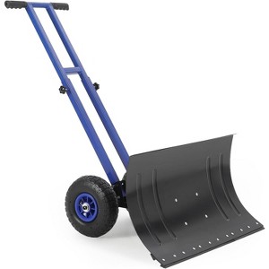 COZONY Heavy Duty Snow Shovel with Wheels, Metal Snow Pusher with Angled Blade & Adjustable Handle for Driveway, Sidewalk, Pavement & Doorway - 1 of 4