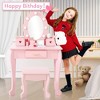 GustoWave Kids Vanity with Mirror and Stool, Girls Vanity with Touch Light and Wood Makeup Playset, Princess Vanity Table for Toddlers - 2 of 4