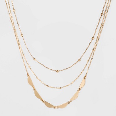 Three Row Layered Necklace - A New Day™ Gold