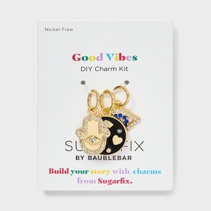 SUGARFIX by BaubleBar Good Vibes Charm Necklace Set 3pc - Gold/Black - 1 of 2