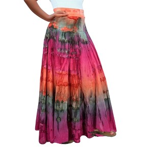 Agan Traders Women's Boho Summer Tie-dye High Waistband A Line Flared Maxi Skirt - 1 of 4