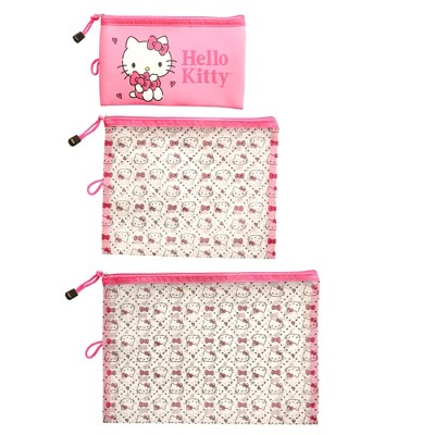Hello Kitty Pink Neoprene and Mesh Travel Pouch Set