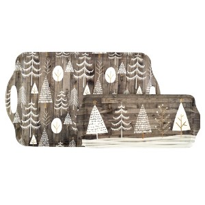 Pimpernel Christmas Trays, Set of 2 - Rectangular Melamine Serving Trays with Holiday Design, Decorative Kitchen & Dining Platter - 1 of 4